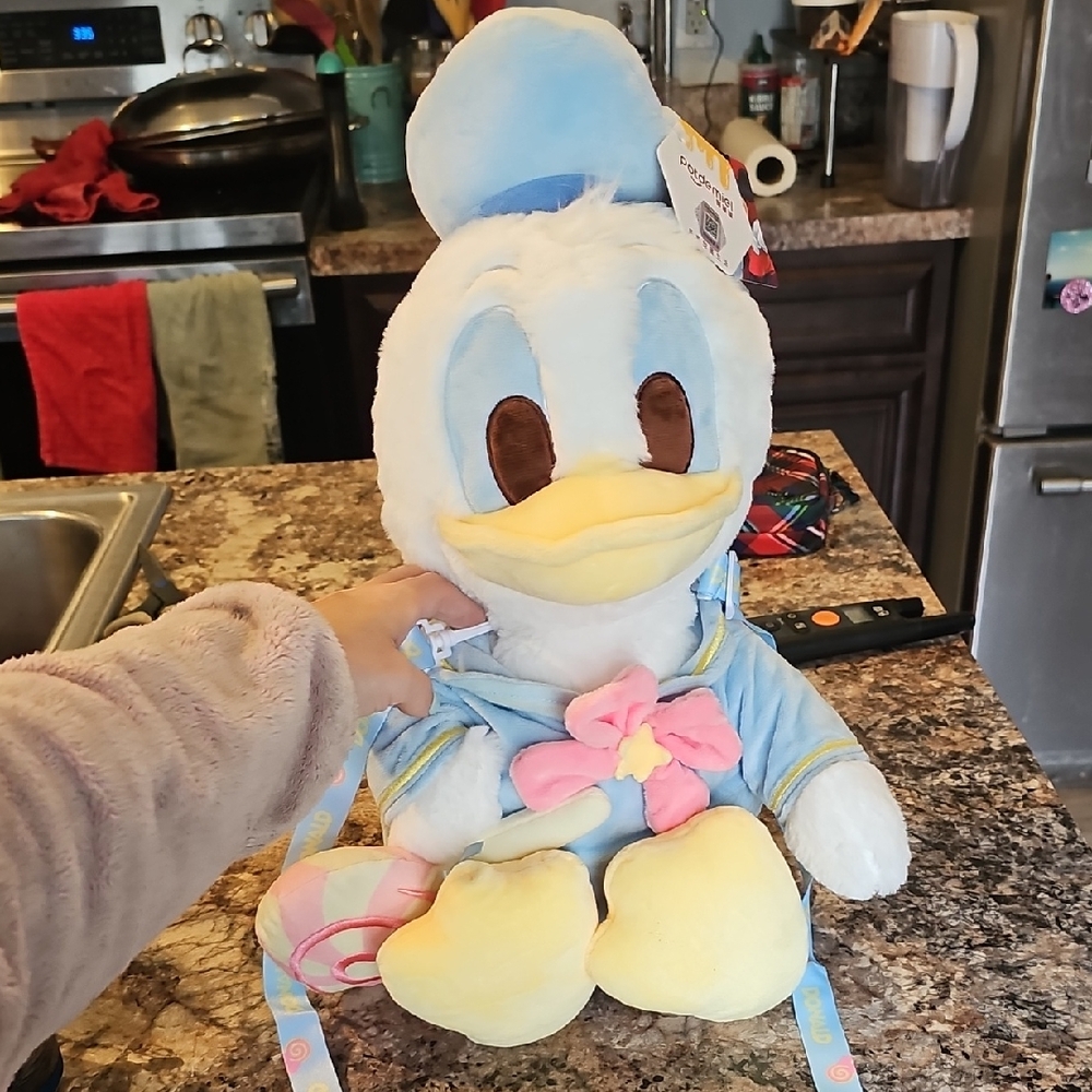 Disney Donald Duck Plush Backpack - Light Blue, Yellow & Pink Accents